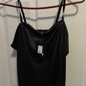 Black Faux Leather Mini Dress